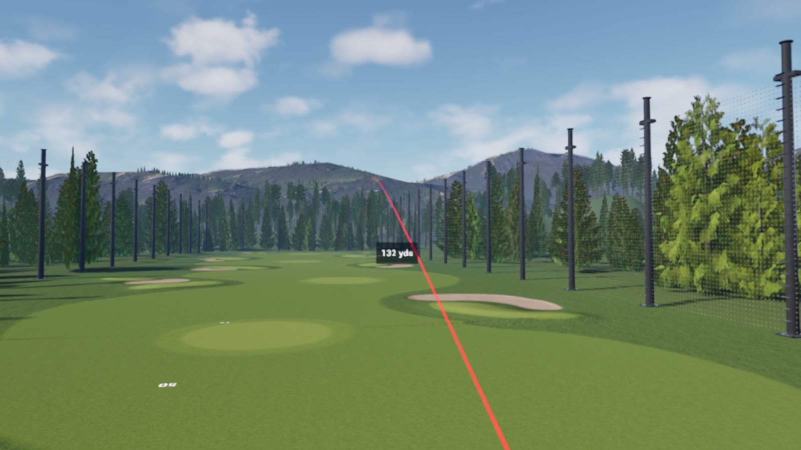 Ball in flight with the carry marker downrange