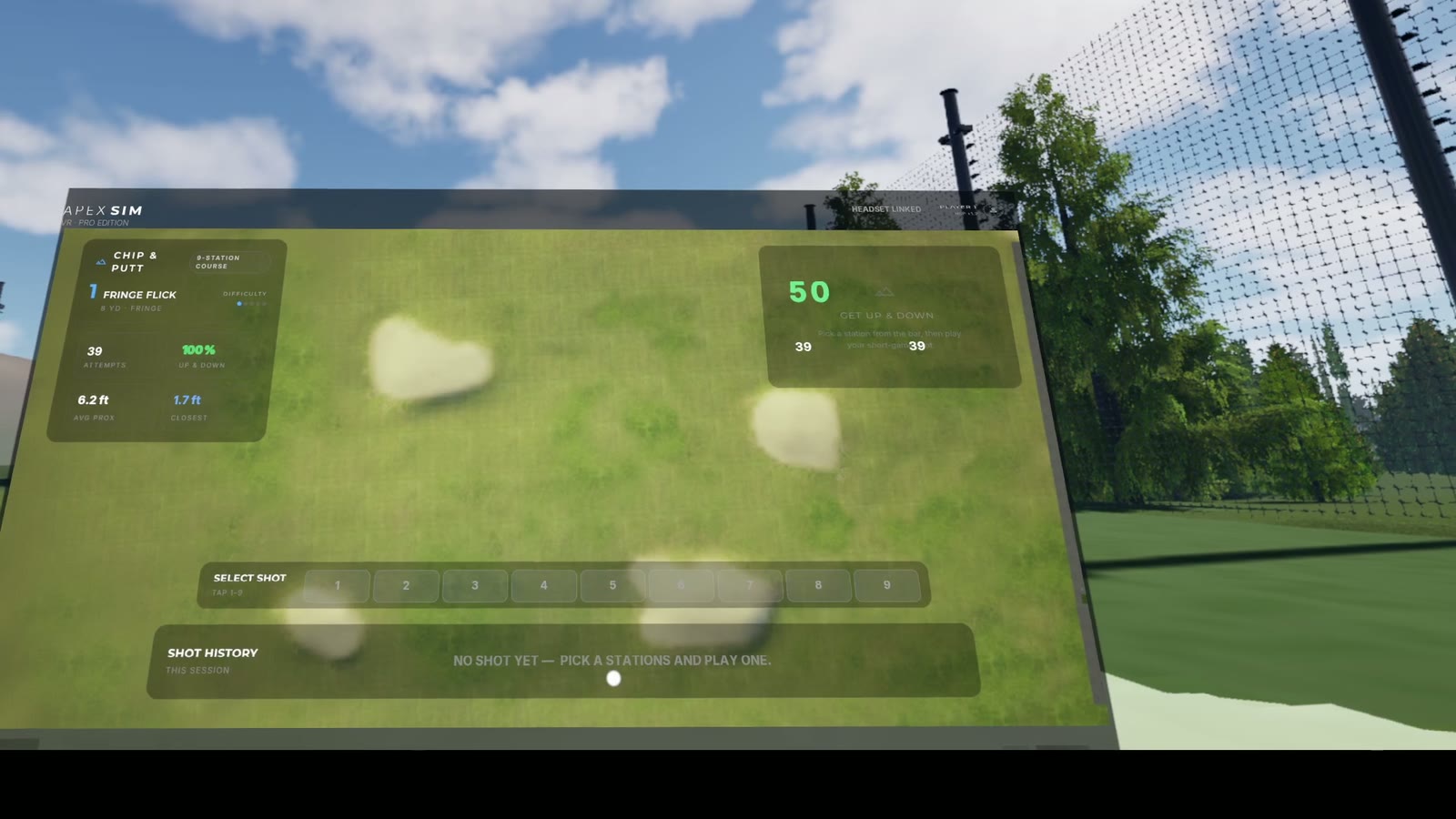 Chip and putt scorecard mid-session